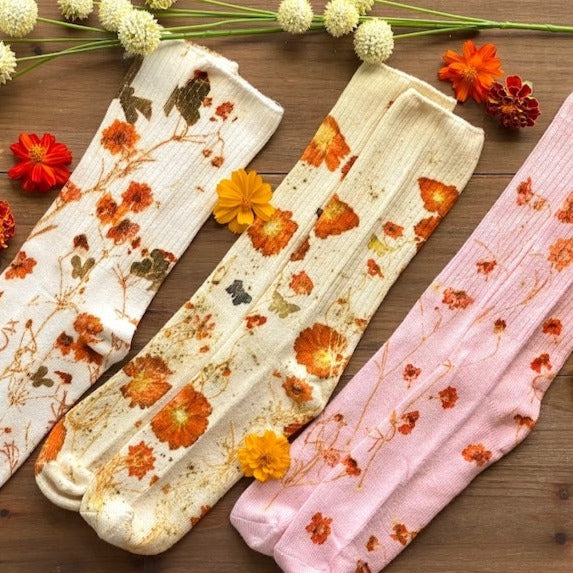 Eco-Printed Floral Socks - Jenny Brown
